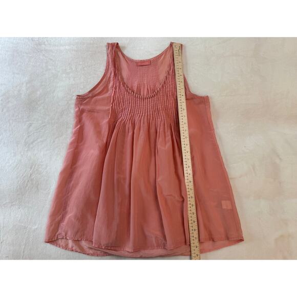 CP Shades Silk Pleated Tunic Tank Blouse Peach Orange Sleeveless Top Size M - Picture 7 of 8